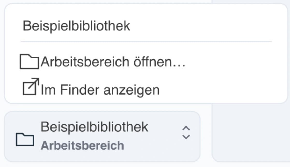 Arbeitsbereichsauswahl in Pocket Orbit