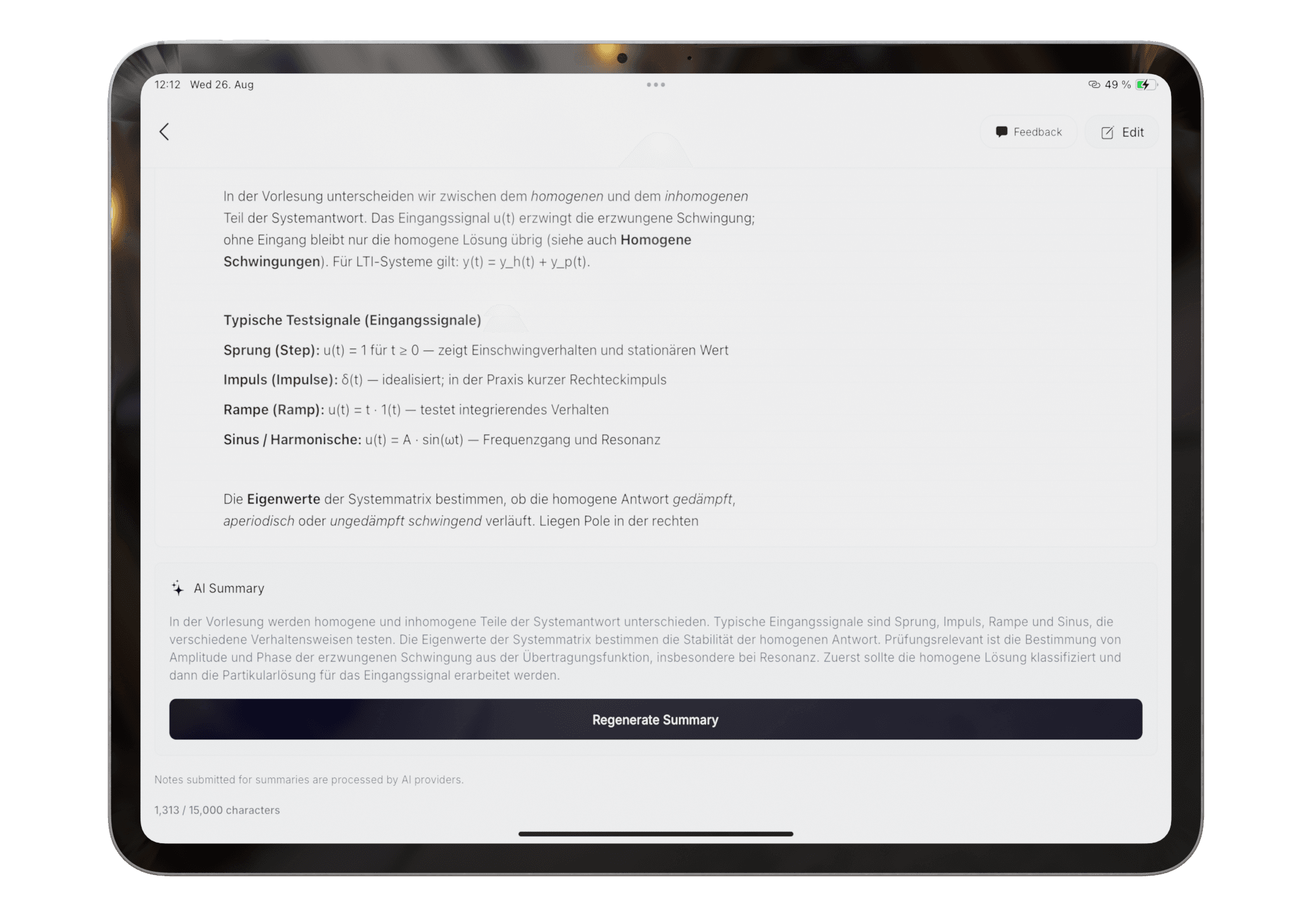 Pocket Orbit note with a generated AI summary