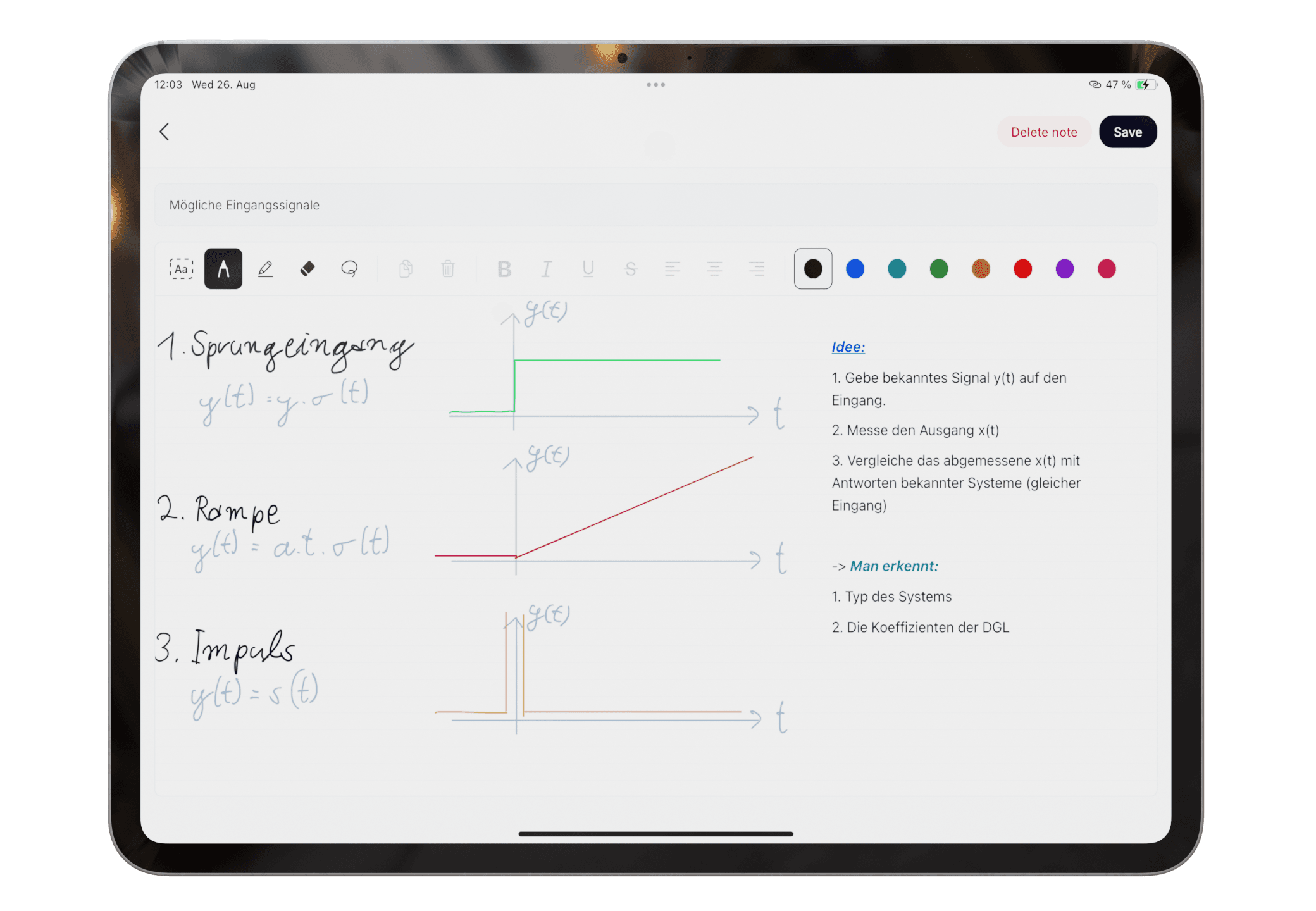 Pocket Orbit Write canvas with typed text, handwriting, and diagrams